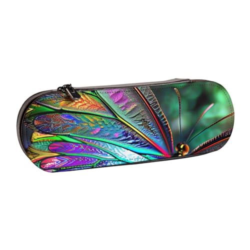 JKSEEPYN Federmäppchen und Make-up-Tasche aus Leder, mit Regenbogen-Schmetterling-Motiv, stilvoller Organizer für Schule, Büro und Reisen, Schwarz , Einheitsgröße, Schulranzen von JKSEEPYN