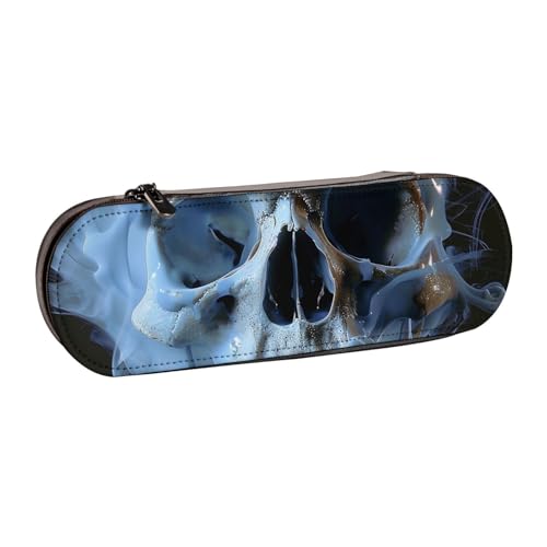 JKSEEPYN Federmäppchen und Make-up-Tasche aus Leder, mit Totenkopf-Motiv, stilvoller Organizer für Schule, Büro und Reisen, Schwarz , Einheitsgröße, Schulranzen von JKSEEPYN