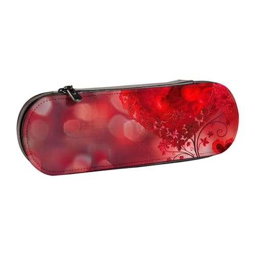 JKSEEPYN Federmäppchen und Make-up-Tasche aus Leder mit Blumendruck, stilvoller Organizer für Schule, Büro und Reisen, Schwarz , Einheitsgröße, Schulranzen von JKSEEPYN