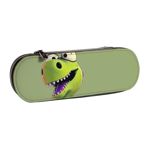 JKSEEPYN Federmäppchen und Make-up-Tasche mit Cartoon-Dinosaurier-Motiv, aus Leder, stilvoller Organizer für Schule, Büro und Reisen, Schwarz , Einheitsgröße, Schulranzen von JKSEEPYN