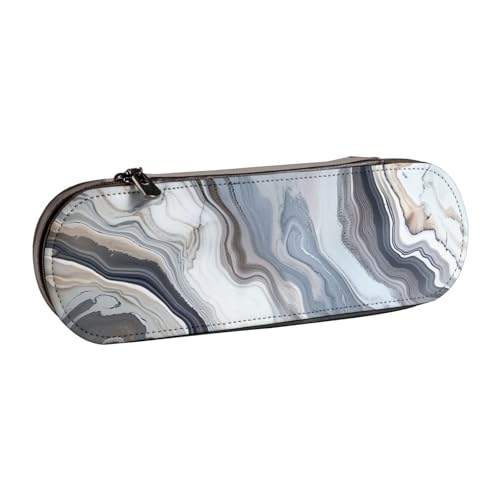 JKSEEPYN Federmäppchen und Make-up-Tasche mit Marmor-Motiv, bedruckt, Hartschale, Leder, stilvoller Organizer für Schule, Büro und Reisen, Schwarz , Einheitsgröße, Schulranzen von JKSEEPYN