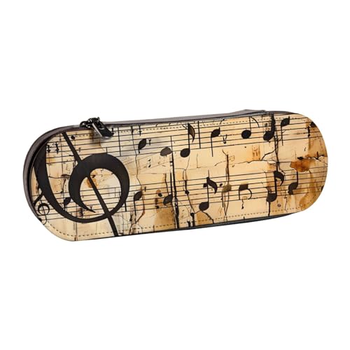 JKSEEPYN Federmäppchen und Make-up-Tasche mit Musiknoten-Aufdruck, Hartschale, Leder, stilvoller Organizer für Schule, Büro und Reisen, Schwarz , Einheitsgröße, Schulranzen von JKSEEPYN