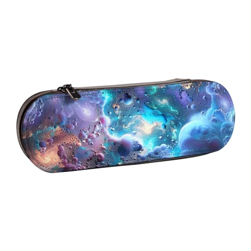 JKSEEPYN Federmäppchen und Make-up-Tasche mit buntem Grafik-Universum, Weltraum, bedrucktes Hartschalenetui aus Leder, stilvoller Organizer für Schule, Büro und Reisen, Schwarz , Einheitsgröße, von JKSEEPYN