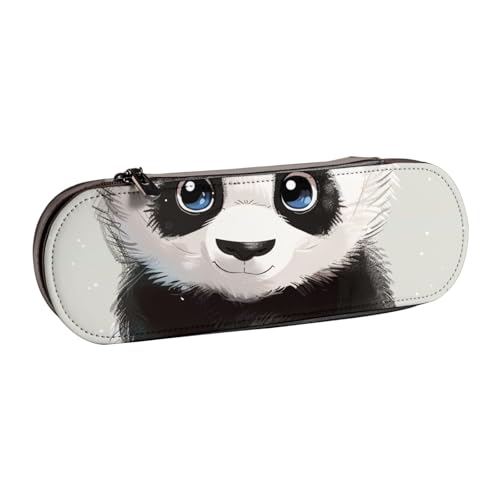 JKSEEPYN Federmäppchen und Make-up-Tasche mit niedlichem Panda-Motiv, bedrucktes Hartschalenetui aus Leder, stilvoller Organizer für Schule, Büro und Reisen, Schwarz , Einheitsgröße, Schulranzen von JKSEEPYN