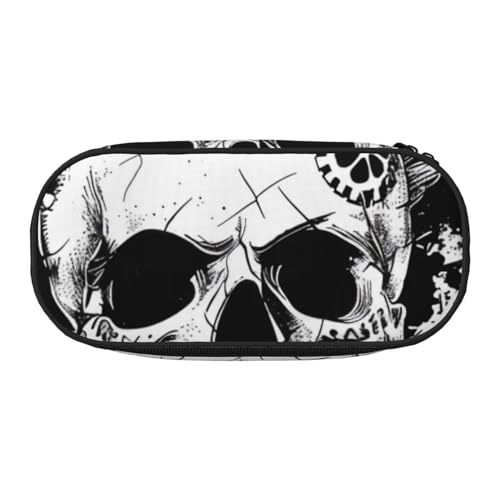 JKSEEPYN Federmäppchen und Reise-Make-up-Tasche, mit Reißverschluss, lustiges Federmäppchen für Schule, Büro, Schwarz / Weiß, Schwarz , Einheitsgröße, Schulranzen von JKSEEPYN