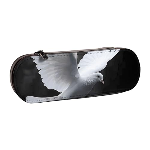 JKSEEPYN Flying Dove bedrucktes Hartschalen-Federmäppchen und Make-up-Tasche, stilvoller Organizer für Schule, Büro und Reisen, Schwarz , Einheitsgröße, Schulranzen von JKSEEPYN