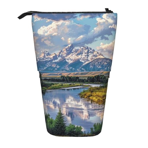 JKSEEPYN Kilauea Teleskop-Federmäppchen, Motiv: Vulkandrucke, niedlicher Bleistift-Organizer, tragbares Federmäppchen für Schule, Büro, Reisen, Grand Teton Nationalpark, Einheitsgröße, Schulranzen von JKSEEPYN