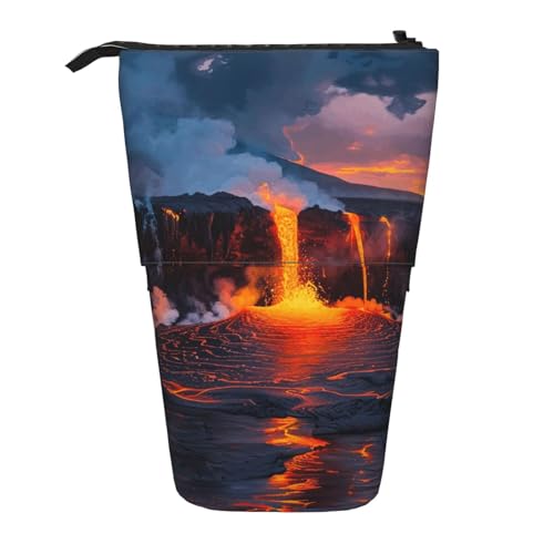JKSEEPYN Kilauea Teleskop-Federmäppchen, Motiv: Vulkandrucke, niedlicher Bleistift-Organizer, tragbares Federmäppchen für Schule, Büro, Reisen, Kilauea Volcano, Einheitsgröße, Schulranzen von JKSEEPYN
