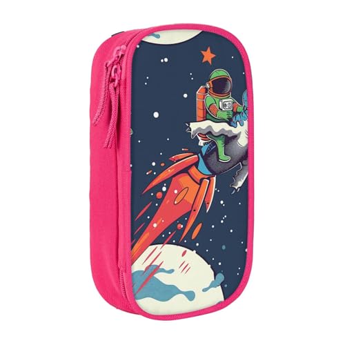 JKSEEPYN Lustiges Federmäppchen mit niedlichem Dinosaurier-Raketen-Druck, doppellagiges Federmäppchen, schwarz, großes Fassungsvermögen, niedliches Stifteetui für Schule, Büro, Reisen oder von JKSEEPYN