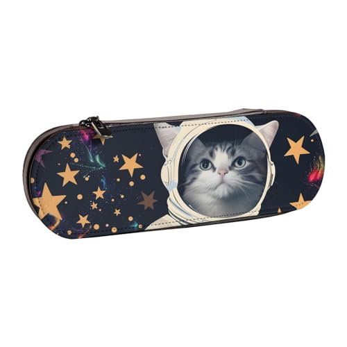 JKSEEPYN Lustiges Federmäppchen und Make-up-Tasche aus Leder mit Astronautenmotiv, bedruckt, stilvoller Organizer für Schule, Büro und Reisen, Schwarz , Einheitsgröße, Schulranzen von JKSEEPYN