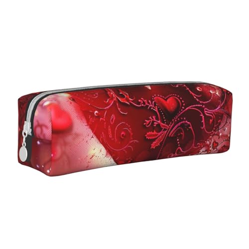 JKSEEPYN Romantisches Federmäppchen aus Leder mit Herzmotiv, bedruckt, minimalistisch, ultradünn, für die Schule, Kosmetiktasche, weiß, Einheitsgröße, Taschen-Organizer von JKSEEPYN