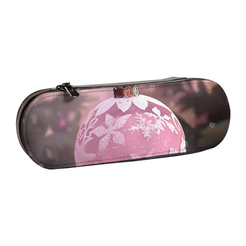 JKSEEPYN Schönes Federmäppchen und Make-up-Tasche aus Leder mit Weihnachtsball-Motiv, stilvoller Organizer für Schule, Büro und Reisen, Schwarz , Einheitsgröße, Schulranzen von JKSEEPYN