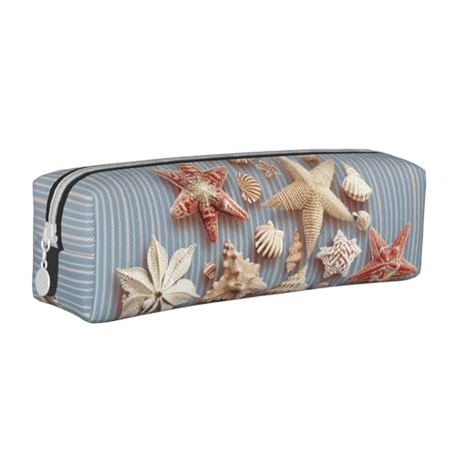 JKSEEPYN Seashell Federmäppchen mit Weihnachtsmotiv, bedrucktes Leder, mit Reißverschluss, minimalistisch, ultradünn, für die Schule, weiß, Einheitsgröße, Taschen-Organizer von JKSEEPYN