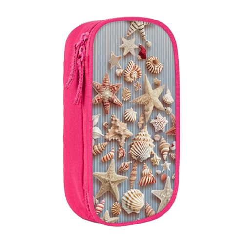 JKSEEPYN Seashell Weihnachten bedrucktes doppelschichtiges Federmäppchen, schwarz, großes Fassungsvermögen, niedliches Stifteetui für Schule, Büro, Reisen oder Make-up-Organizer, rose, Einheitsgröße, von JKSEEPYN