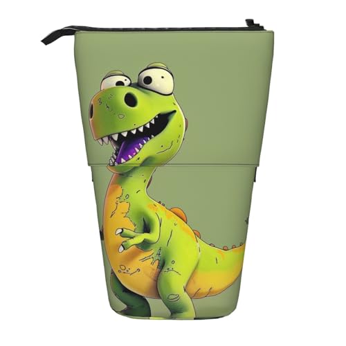 JKSEEPYN Teleskop-Federmäppchen, Federmäppchen, Strand, Sonnenuntergang, Ozean, niedlicher Bleistift-Organizer, tragbares Federmäppchen für Schule, Büro, Reisen, Cartoon Dinosaurier, Einheitsgröße von JKSEEPYN