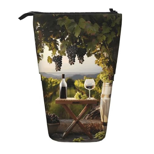 JKSEEPYN Teleskop-Federmäppchen, Federtasche, Feuerwerk, amerikanische Flagge, 4. Juli, niedlicher Bleistift-Organizer, tragbares Federmäppchen für Schule, Büro, Reisen, Farmhouse Rotwein von JKSEEPYN