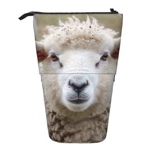 JKSEEPYN Teleskop-Federmäppchen, Federtasche, Feuerwerk, amerikanische Flagge, 4. Juli, niedlicher Bleistift-Organizer, tragbares Federmäppchen für Schule, Büro, Reisen, Niedliches Schaf-Lamm von JKSEEPYN