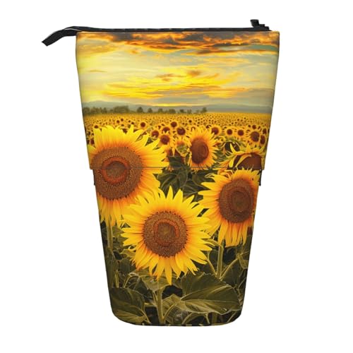 JKSEEPYN Teleskop-Federmäppchen, Federtasche, Feuerwerk, amerikanische Flagge, 4. Juli, niedlicher Bleistift-Organizer, tragbares Federmäppchen für Schule, Büro, Reisen, Sonnenblumen, Einheitsgröße von JKSEEPYN