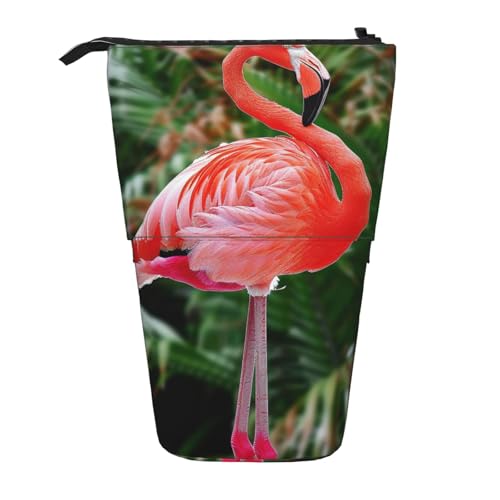 JKSEEPYN Teleskop-Federmäppchen, Federtasche, Feuerwerk, amerikanische Flagge, 4. Juli, niedlicher Bleistift-Organizer, tragbares Federmäppchen für Schule, Büro, Reisen, Süßer Flamingo, Einheitsgröße von JKSEEPYN