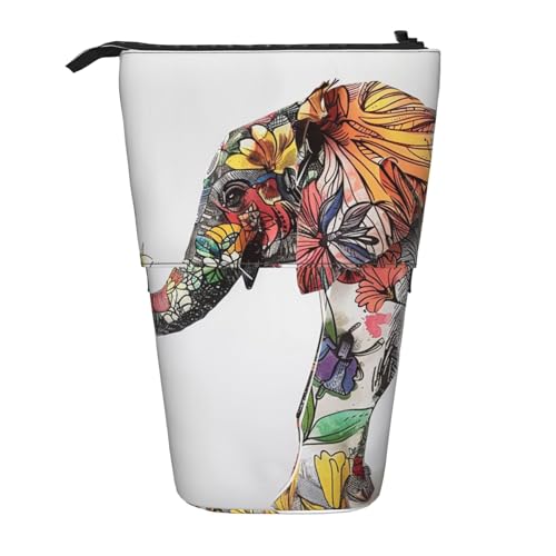 JKSEEPYN Teleskop-Federmäppchen, Federtasche, Feuerwerk, amerikanische Flagge, 4. Juli, niedlicher Bleistift-Organizer, tragbares Federmäppchen für Schule, Büro, Reisen, elefant, Einheitsgröße von JKSEEPYN