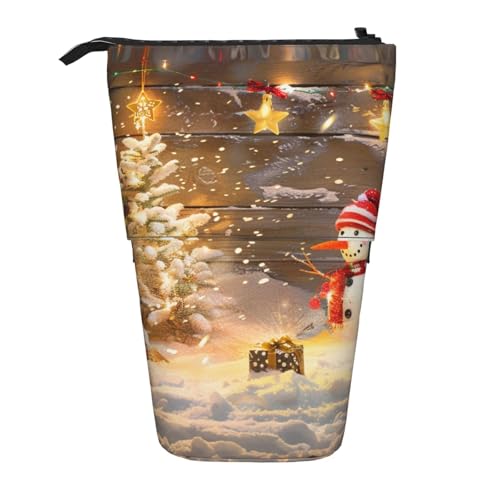 JKSEEPYN Teleskop-Federmäppchen, Stiftetasche, Ente Schwimmdrucke, niedlicher Bleistift-Organizer, tragbare Bleistifttasche für Schule, Büro, Reisen, Weihnachten und Schneemann, Einheitsgröße von JKSEEPYN