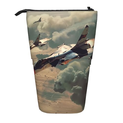 JKSEEPYN Teleskop-Federmäppchen, Stiftetasche, Frohe Weihnachten, 1 Drucke, niedlicher Bleistift-Organizer, tragbares Federmäppchen für Schule, Büro, Reisen, Jet Fighter, Einheitsgröße, Schulranzen von JKSEEPYN