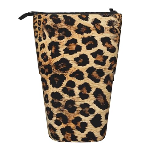 JKSEEPYN Teleskop-Federmäppchen, Stiftetasche, Frohe Weihnachten, 1 Drucke, niedlicher Bleistift-Organizer, tragbares Federmäppchen für Schule, Büro, Reisen, Leopardenmuster, Einheitsgröße von JKSEEPYN