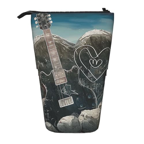 JKSEEPYN Teleskop-Federmäppchen, Stiftetasche, Frohe Weihnachten, 1 Drucke, niedlicher Bleistift-Organizer, tragbares Federmäppchen für Schule, Büro, Reisen, Love Rock, Einheitsgröße, Schulranzen von JKSEEPYN