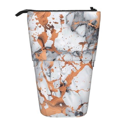 JKSEEPYN Teleskop-Federmäppchen, Stiftetasche, Frohe Weihnachten, 1 Drucke, niedlicher Bleistift-Organizer, tragbares Federmäppchen für Schule, Büro, Reisen, Marmor-Textur Kupferspritzer von JKSEEPYN