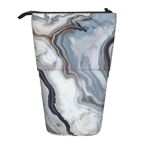 JKSEEPYN Teleskop-Federmäppchen, Stiftetasche, Frohe Weihnachten, 1 Drucke, niedlicher Bleistift-Organizer, tragbares Federmäppchen für Schule, Büro, Reisen, Marmor-Wandbild, Einheitsgröße von JKSEEPYN