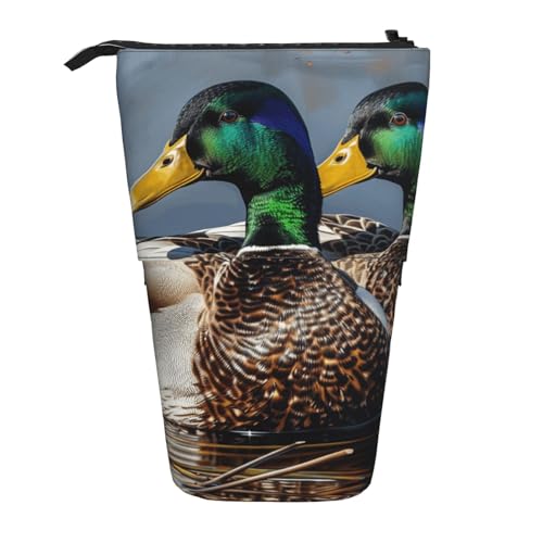 JKSEEPYN Teleskop-Federmäppchen, Stiftetasche, Frohe Weihnachten, 1 Drucke, niedlicher Bleistift-Organizer, tragbares Federmäppchen für Schule, Büro, Reisen, Wilde Stockenten, Einheitsgröße von JKSEEPYN