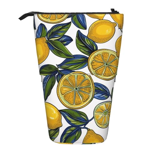 JKSEEPYN Teleskop-Federmäppchen, Stiftetasche, Frohe Weihnachten, 1 Drucke, niedlicher Bleistift-Organizer, tragbares Federmäppchen für Schule, Büro, Reisen, Zitronenfrucht-Muster., Einheitsgröße von JKSEEPYN