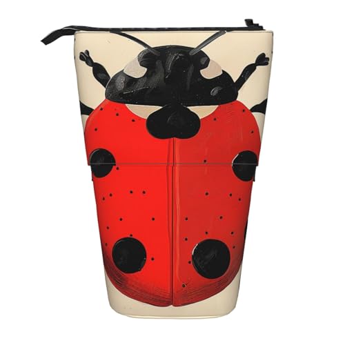 JKSEEPYN Teleskop-Federmäppchen, Stiftetasche, Frohe Weihnachten, 1 Drucke, niedlicher Bleistift-Organizer, tragbares Federmäppchen für Schule, Büro, Reisen, marienkäfer, Einheitsgröße, Schulranzen von JKSEEPYN