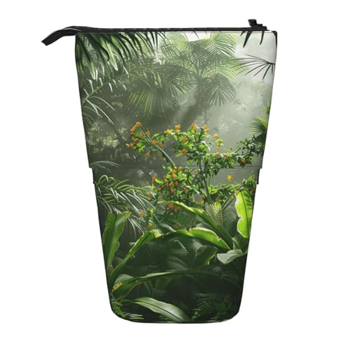 JKSEEPYN Teleskop-Federmäppchen, Stiftetasche, Gothic-Rosen-Drucke, niedlicher Bleistift-Organizer, tragbares Federmäppchen für Schule, Büro, Reisen, Blumen im tropischen Regenwald, Einheitsgröße von JKSEEPYN