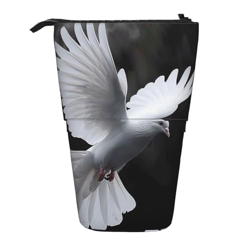 JKSEEPYN Teleskop-Federmäppchen, Stiftetasche, Gothic-Rosen-Drucke, niedlicher Bleistift-Organizer, tragbares Federmäppchen für Schule, Büro, Reisen, Fliegende Taube, Einheitsgröße, Schulranzen von JKSEEPYN
