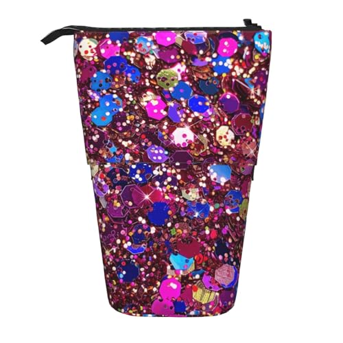 JKSEEPYN Teleskop-Federmäppchen, Stiftetasche, Gothic-Rosen-Drucke, niedlicher Bleistift-Organizer, tragbares Federmäppchen für Schule, Büro, Reisen, Glitzermuster, Einheitsgröße, Schulranzen von JKSEEPYN