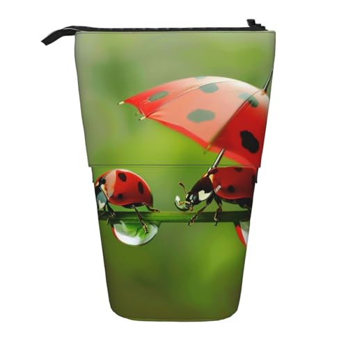 JKSEEPYN Teleskop-Federmäppchen, Stiftetasche, Gothic-Rosen-Drucke, niedlicher Bleistift-Organizer, tragbares Federmäppchen für Schule, Büro, Reisen, Lustiger Marienkäfer., Einheitsgröße, Schulranzen von JKSEEPYN