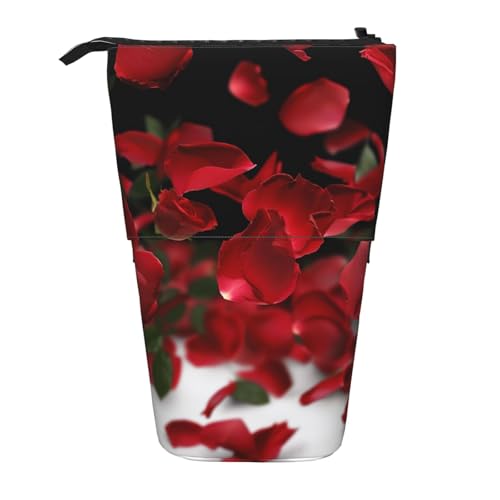 JKSEEPYN Teleskop-Federmäppchen, Stiftetasche, Gothic-Rosen-Drucke, niedlicher Bleistift-Organizer, tragbares Federmäppchen für Schule, Büro, Reisen, Schwimmende rote Rosenblätter, Einheitsgröße von JKSEEPYN