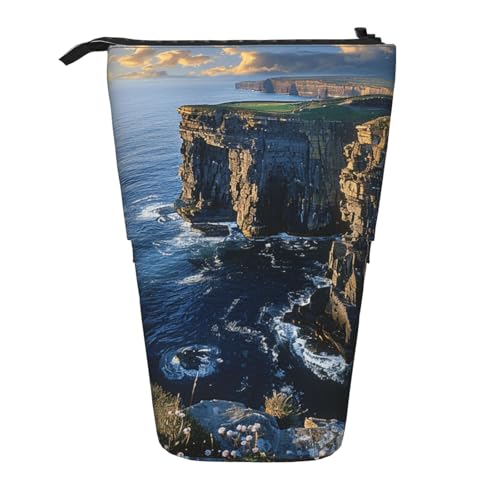 JKSEEPYN Teleskop-Federmäppchen, Stiftetasche, Kauai Hawaii Seashore Prints Cute Pencil Organizer, Portable Pencil Bag for School Office Travel, Irland Outdoors County Clare the Cliffs, Einheitsgröße von JKSEEPYN