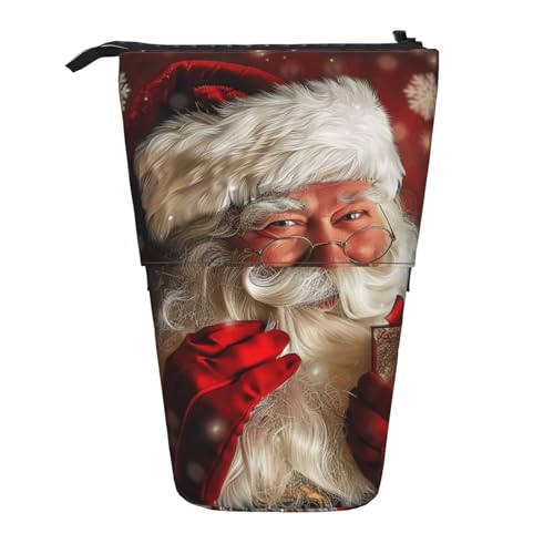 JKSEEPYN Teleskop-Federmäppchen, Stiftetasche, lila Schmetterlings-Drucke, niedlicher Bleistift-Organizer, tragbares Federmäppchen für Schule, Büro, Reisen, Frohe Weihnachten Weihnachtsmann von JKSEEPYN