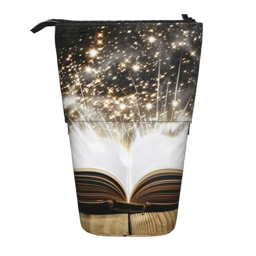 JKSEEPYN Teleskop-Federmäppchen, Stiftetasche, lila Schmetterlings-Drucke, niedlicher Bleistift-Organizer, tragbares Federmäppchen für Schule, Büro, Reisen, Magic Book, Einheitsgröße, Schulranzen von JKSEEPYN