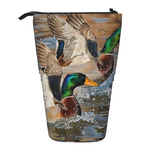 JKSEEPYN Teleskop-Federmäppchen, Stiftetasche, lila Schmetterlings-Drucke, niedlicher Bleistift-Organizer, tragbares Federmäppchen für Schule, Büro, Reisen, Stockenten, Einheitsgröße, Schulranzen von JKSEEPYN