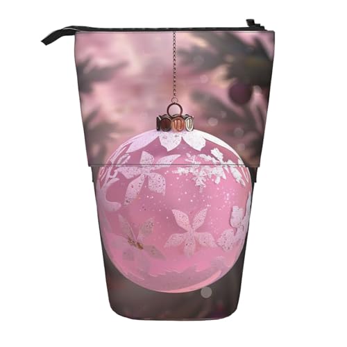 JKSEEPYN Teleskop-Federmäppchen, Stiftetasche, lila Schmetterlings-Drucke, niedlicher Bleistift-Organizer, tragbares Federmäppchen für Schule, Büro, Reisen, Wunderschöner Weihnachtsball, Einheitsgröße von JKSEEPYN