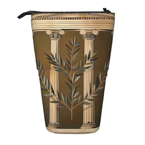 JKSEEPYN Teleskop-Federmäppchen, Stiftetasche, schwarz, weiß und rot, Rosen, niedlicher Bleistift-Organizer, tragbare Bleistifttasche für Schule, Büro, Reisen, Antikes Gebäude mit römischen von JKSEEPYN