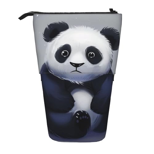 JKSEEPYN Teleskop-Federmäppchen, Stiftetasche, schwarz, weiß und rot, Rosen, niedlicher Bleistift-Organizer, tragbare Bleistifttasche für Schule, Büro, Reisen, panda, Einheitsgröße, Schulranzen von JKSEEPYN