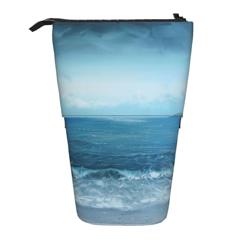 JKSEEPYN Teleskop-Federmäppchen, Stiftetasche, tropisches Strand-Pflanzen-Thema, niedlicher Bleistift-Organizer, tragbares Federmäppchen für Schule, Büro, Reisen, Das Meer, Einheitsgröße, Schulranzen von JKSEEPYN