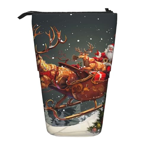 JKSEEPYN Teleskop-Federmäppchen, Stifttasche, Planetendrucke, niedlicher Bleistift-Organizer, tragbare Bleistifttasche für Schule, Büro, Reisen, Aufdruck "Merry Christmas", Einheitsgröße, Schulranzen von JKSEEPYN