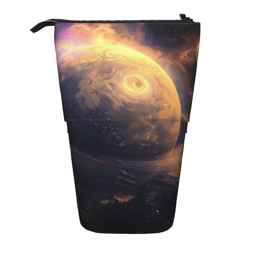 JKSEEPYN Teleskop-Federmäppchen, Stifttasche, Planetendrucke, niedlicher Bleistift-Organizer, tragbare Bleistifttasche für Schule, Büro, Reisen, Planet, Einheitsgröße, Schulranzen von JKSEEPYN
