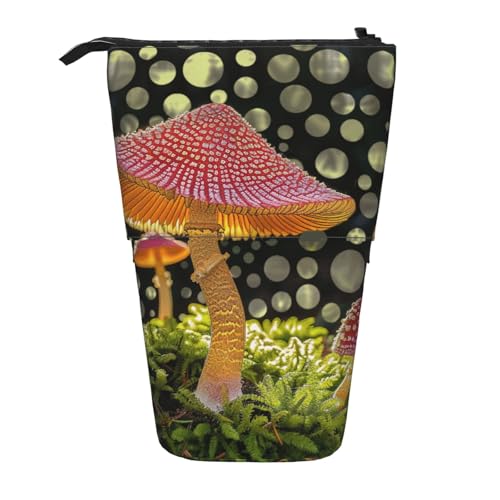 JKSEEPYN Teleskop-Federmäppchen, Stifttasche, Planetendrucke, niedlicher Bleistift-Organizer, tragbare Bleistifttasche für Schule, Büro, Reisen, mushroom, Einheitsgröße, Schulranzen von JKSEEPYN