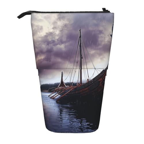 JKSEEPYN Teleskop-Federmäppchen, Stifttasche, Wildblumen-Motiv, Sonnenblumen-Drucke, niedlicher Bleistift-Organizer, tragbare Bleistifttasche für Schule, Büro, Reisen, Ancient Times Boat von JKSEEPYN